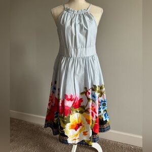 Floral Striped Halter Dress